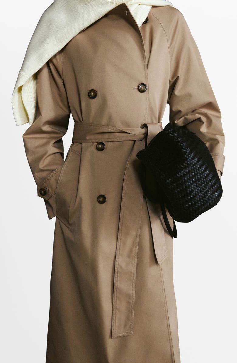 MANGO Angela Belted Trench Coat, Alternate, color, Beige