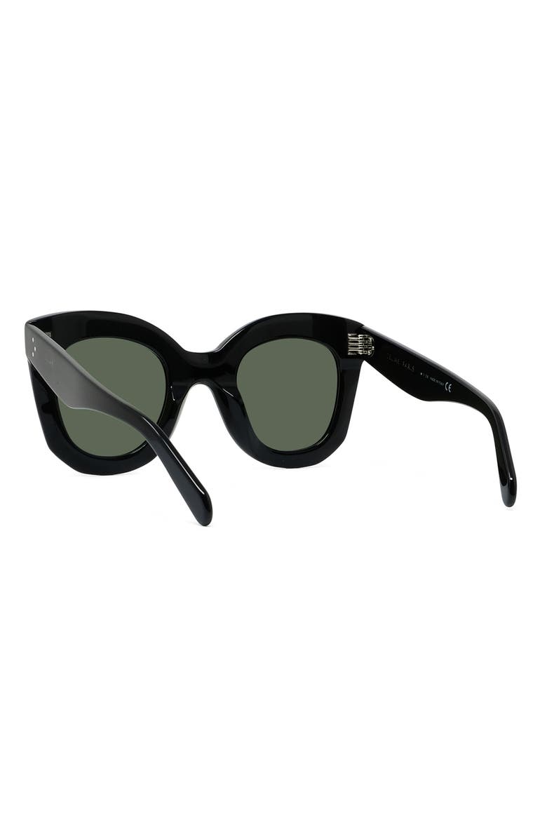 CELINE Special Fit 49mm Small Cat Eye Sunglasses, Alternate, color, Black/ Green