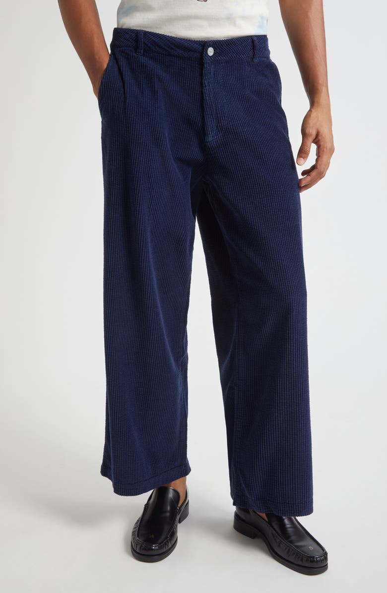 ERL Gender Inclusive Stretch Corduory Pants, Main, color, Navy