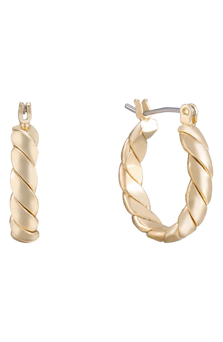 Ettika Textured Huggie Hoop Earrings, Main, color, Gold