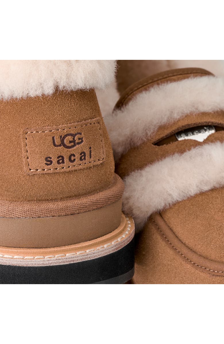 UGG<sup>®</sup> x Sacai Gender Inclusive Genuine Shearling Trim Penny Loafer, Alternate, color, Chestnut