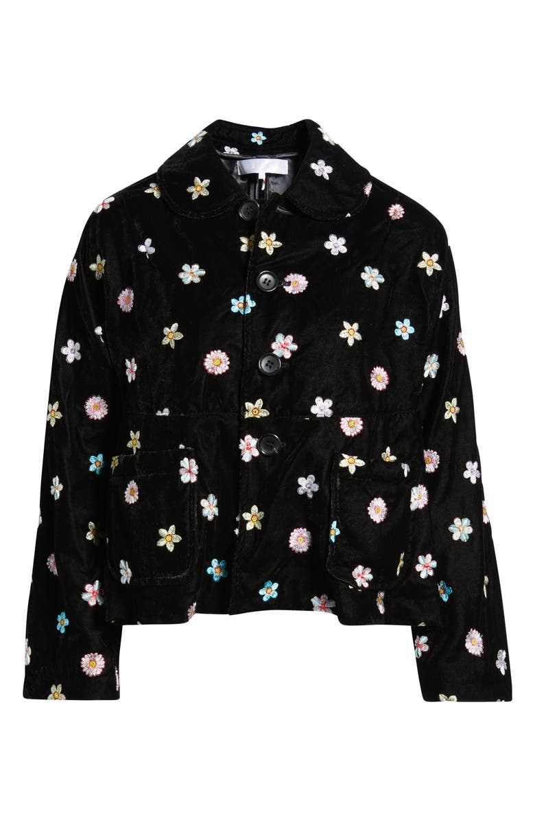Tao Comme des Garçons Floral Embroidered Velvet Jacket, Main, color, Black X Multi