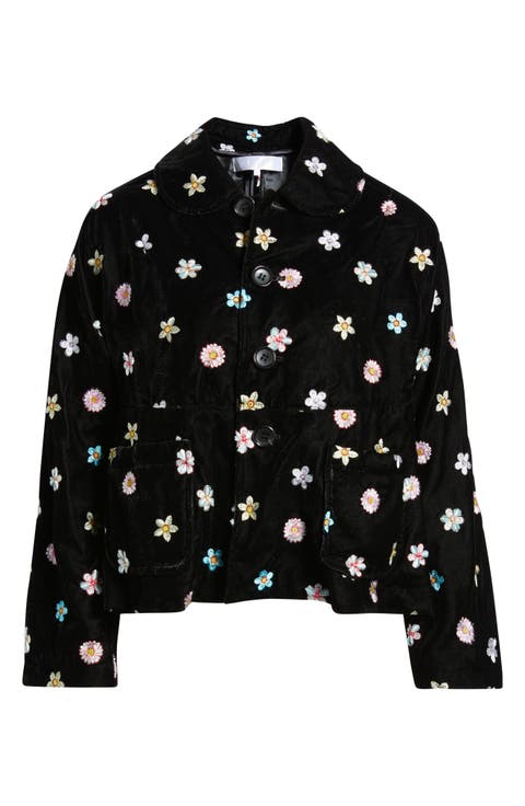 Floral Embroidered Velvet Jacket