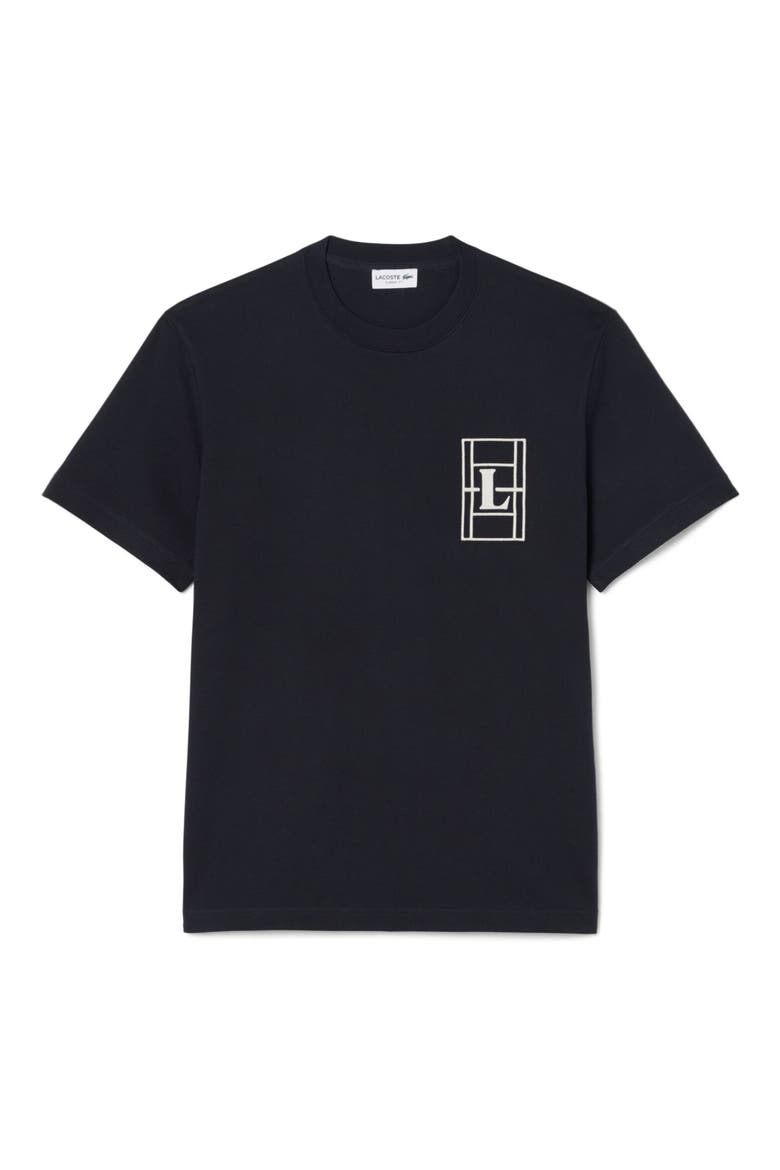 Embroidered Court Logo Cotton T-Shirt, Alternate, color, BLACKBIRD