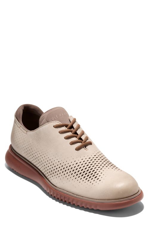 Cole Haan Men's 2.zerøgrand Laser Wingtip Oxford Shoes - Beige Size 9.5 In Sesame Nubuck/irish Coffee