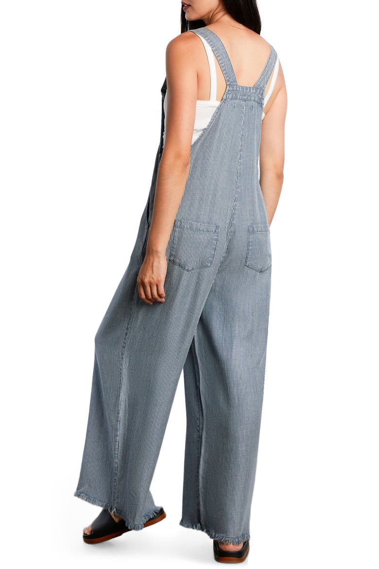 Claire Wide Leg Denim Overalls, Alternate, color, RAILROAD STRIPE