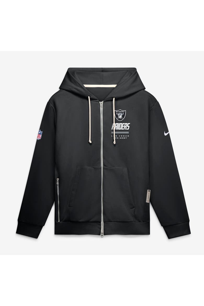 Men's Nike Black Las Vegas Raiders Sideline Standard Issue Quarterback Scramble Dri-FIT Full-Zip Hoodie, Main, color, Black