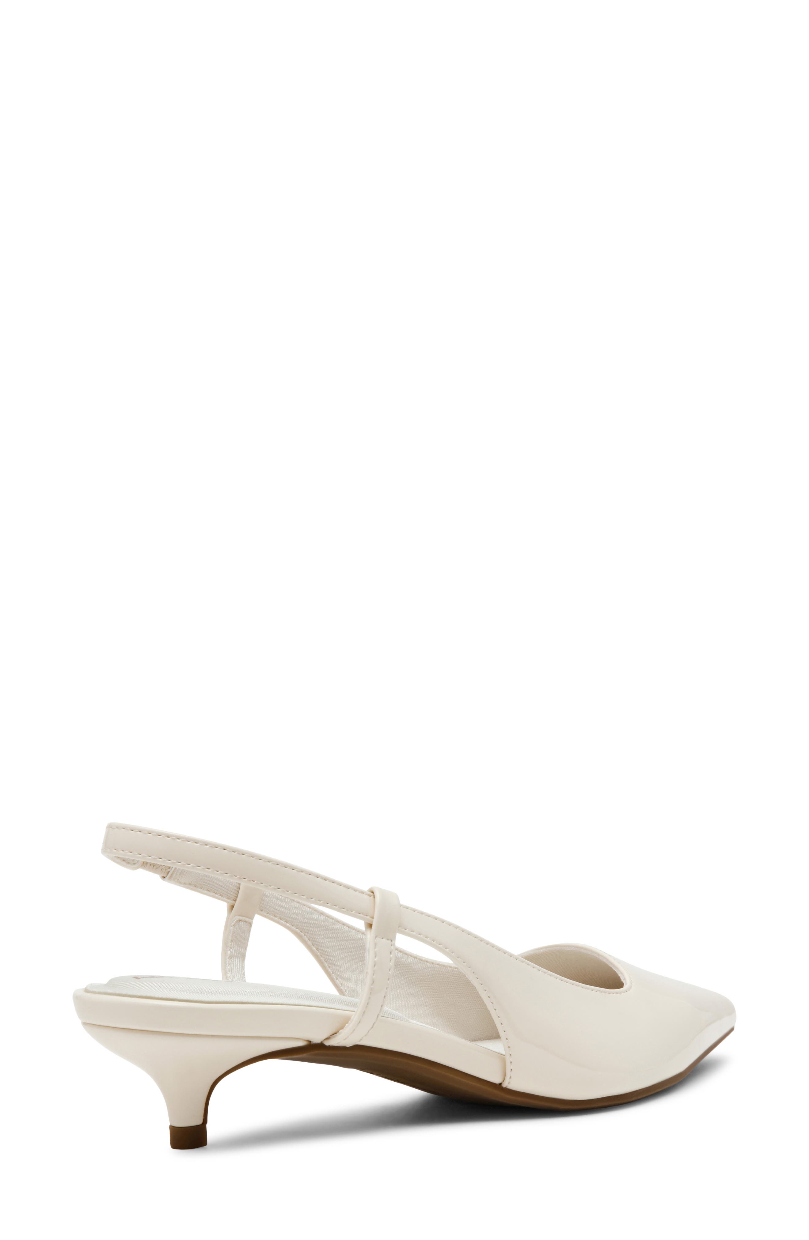 Shorty Slingback Pump, Alternate, color, CREME PATENT PU