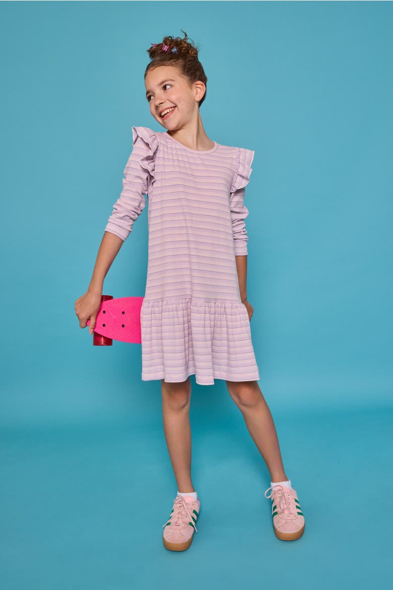 Kids' Sadie T-Shirt Dress, Alternate, color, Lavender Sparkle Stripe