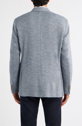 Jack Victor Hartford Blue Knit Wool & Silk Blend Mélange Sport
