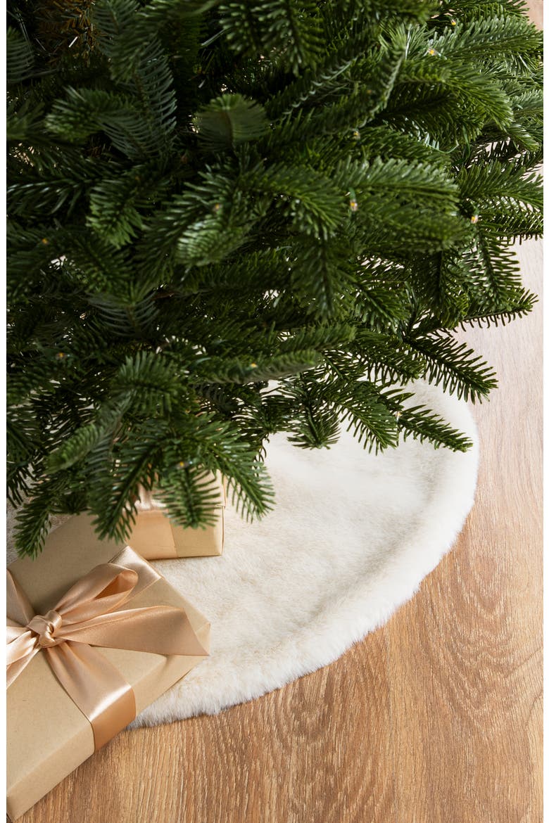 Lodge Faux Fur Tree Skirt, Alternate, color, CREAM