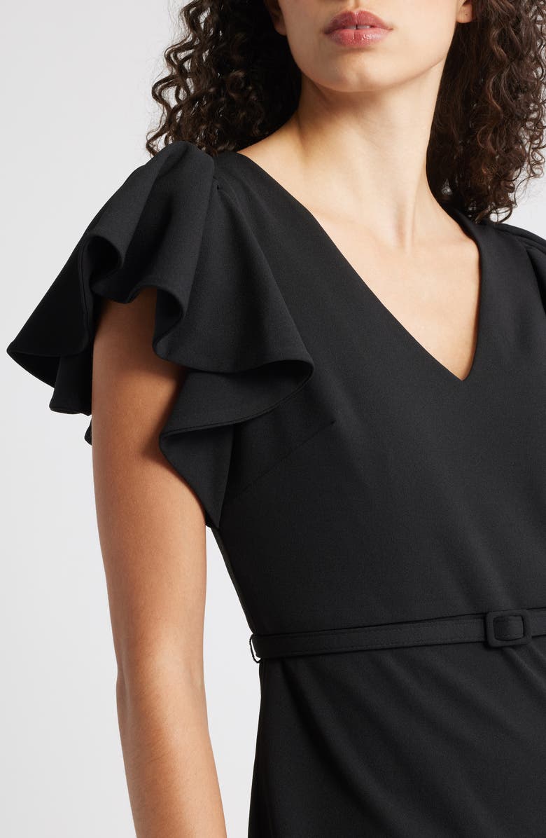 Anne Klein Belted Flutter Sleeve Sheath Dress, Alternate, color, Anne Black