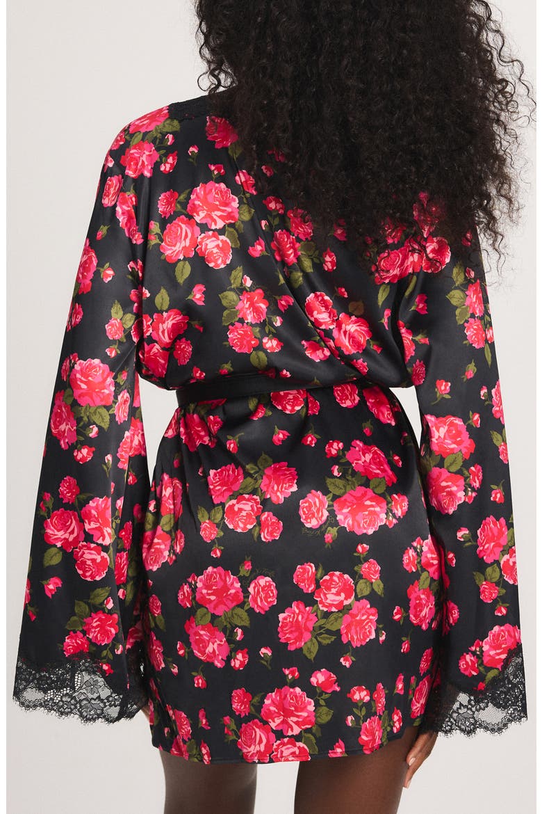 Nite Shade Short Sleep Robe, Alternate, color, HOT HEAVY PINK ROSY PASSIONS