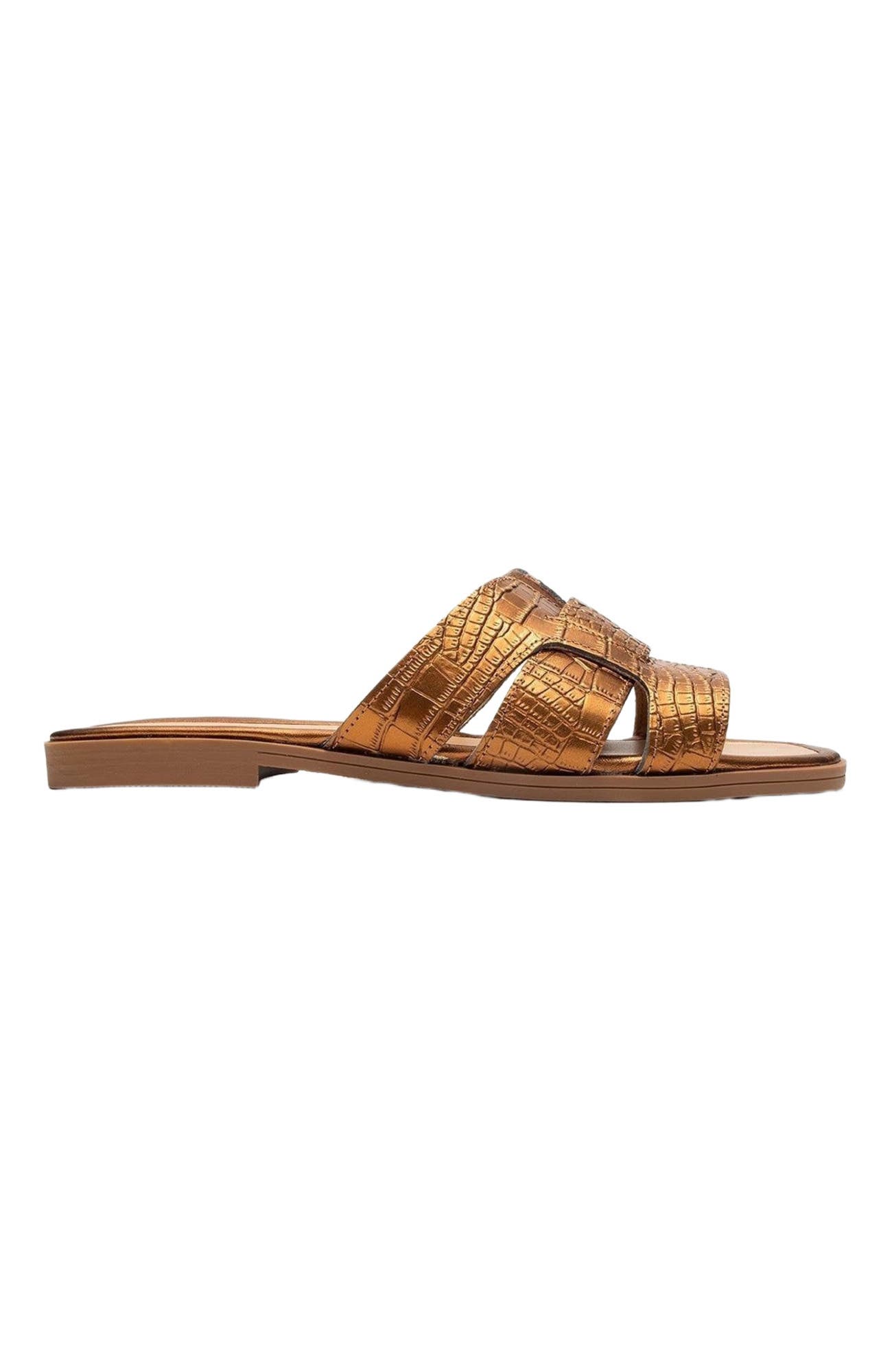 Notre Leather Flat Sandals, Alternate, color, Bronze Leather