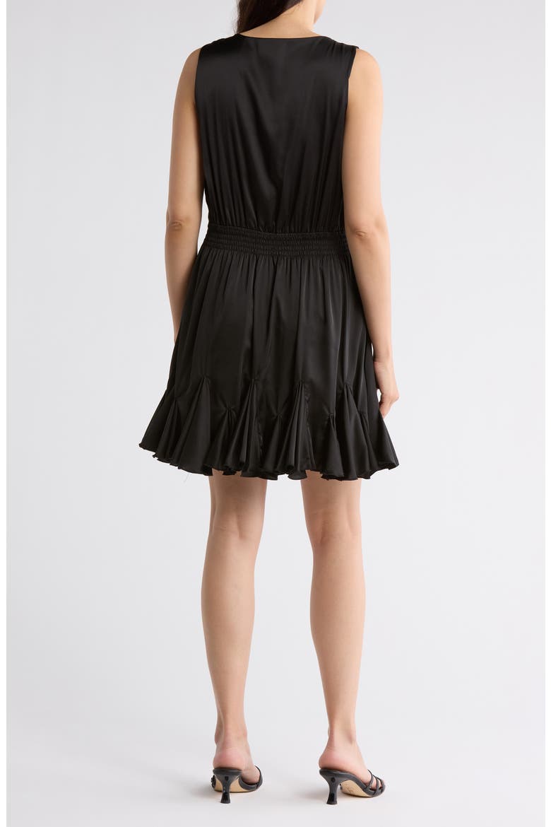 Milana Sleeveless Satin Fit & Flare Dress, Alternate, color, BLACK