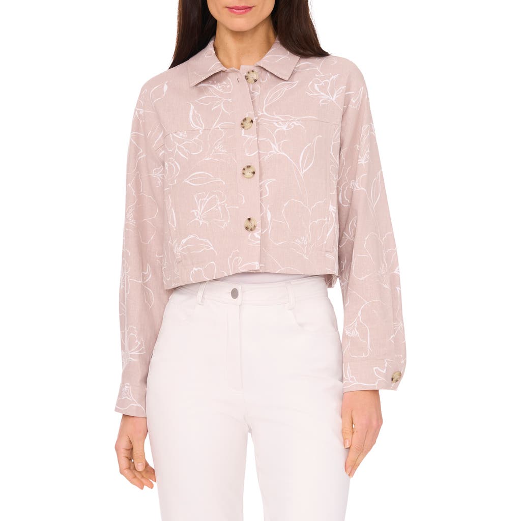 Halogen ® Crop Linen Blend Jacket In Pink