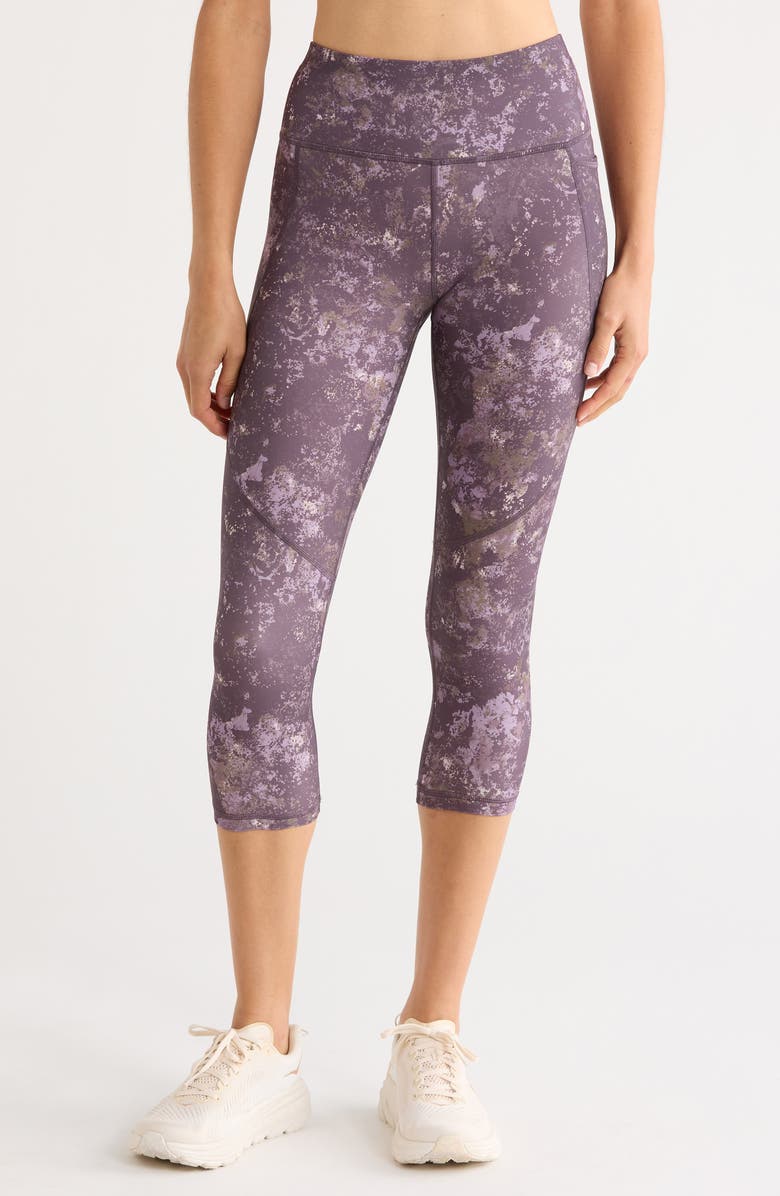 Sweaty Betty Power Workout Crop Leggings, Main, color, Purple Erosia Print