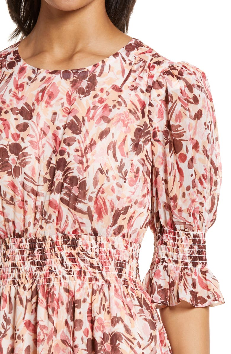 Maggy London Floral Print Smocked Maxi Dress, Alternate, color, 