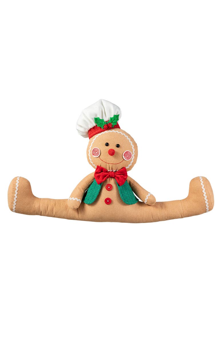 Glitzhome 27"L Christmas Fabric Christmas Gingerbreadman Doorstop, Alternate, color, 