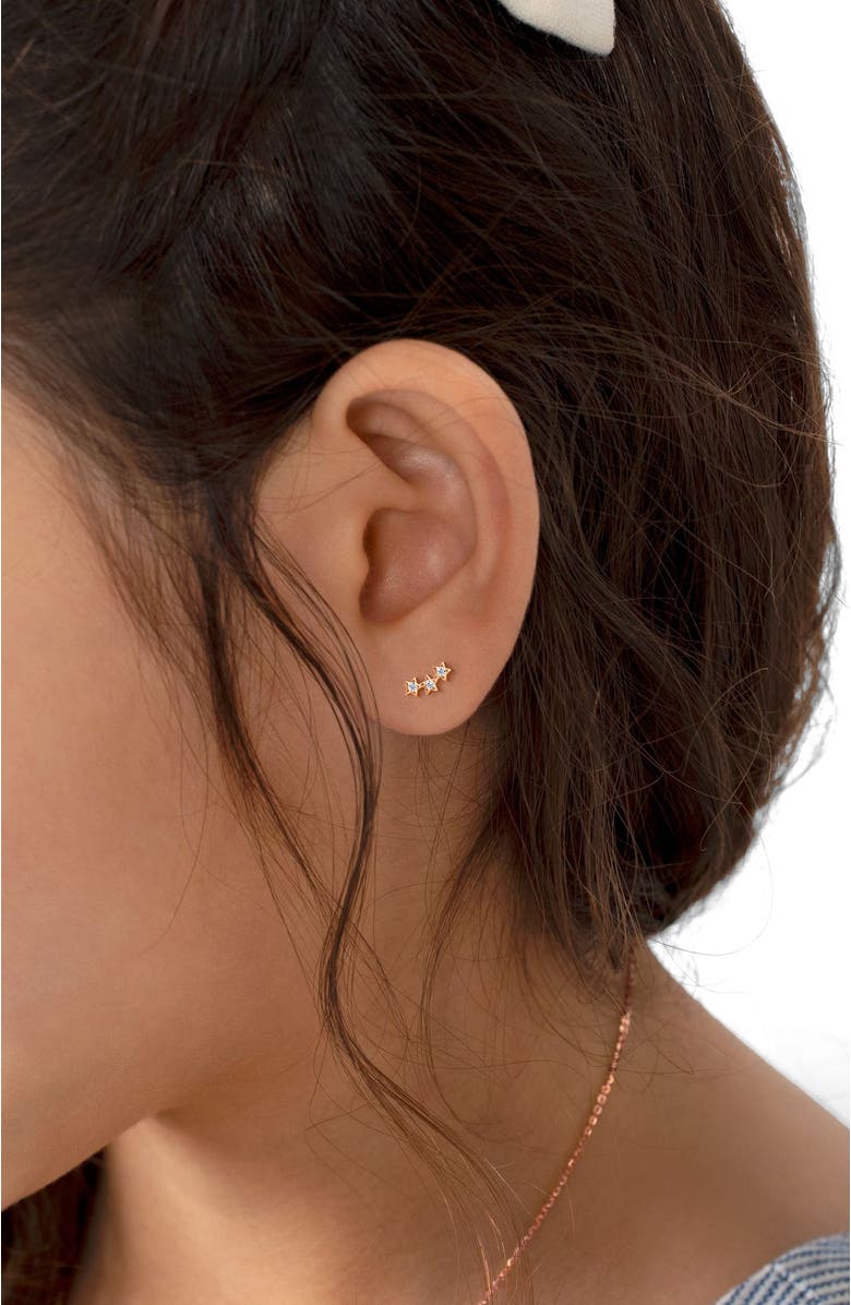 Tiny Blessings 14K Gold Lucky Stars Studs Screw Back Earrings, Alternate, color, 14K Rose Gold