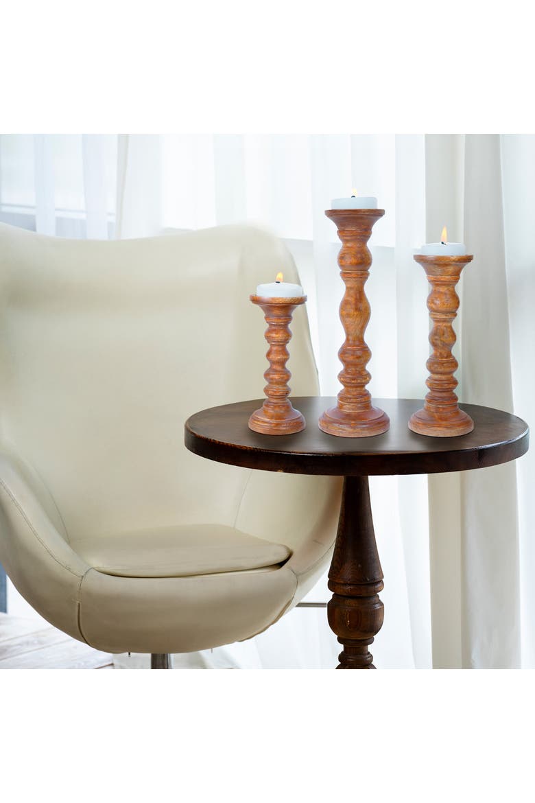Willow Pillar Candleholder Set, Alternate, color, White