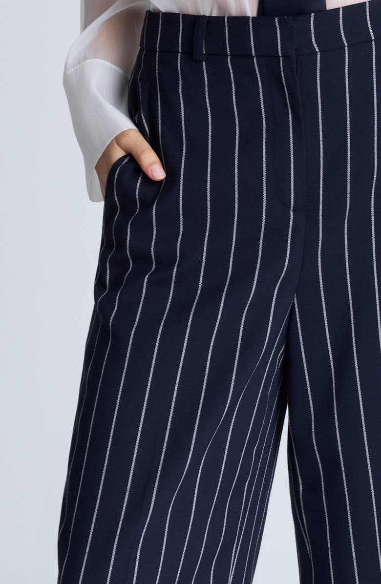 Kenneth Cole High Waist Stripe Wide Leg Pants, Alternate, color, Dark Navy/ Pure White