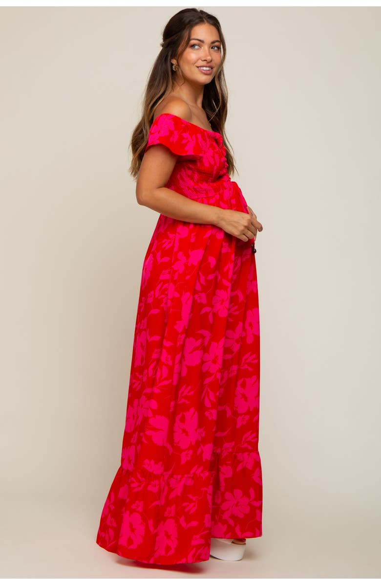 PinkBlush Floral Smocked Cinched Top Maxi Dress, Alternate, color, Red