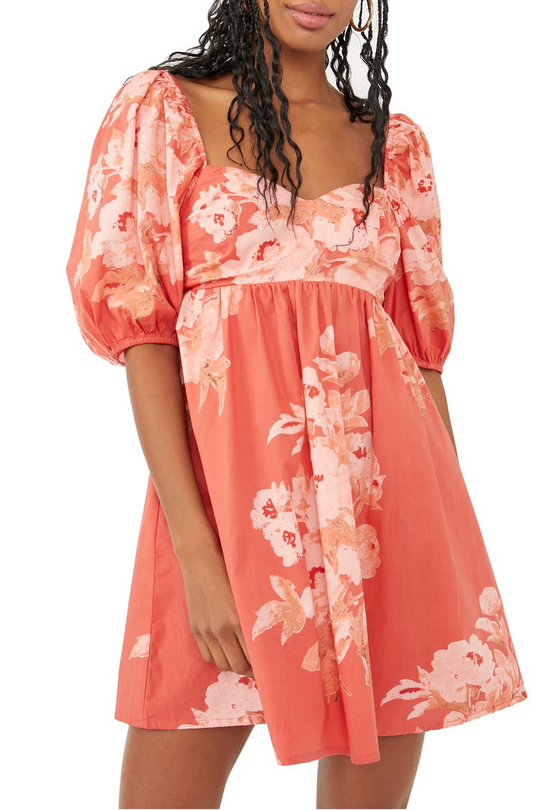 Peony Puff Sleeve Babydoll Dress, Alternate, color, FEMME COMBO