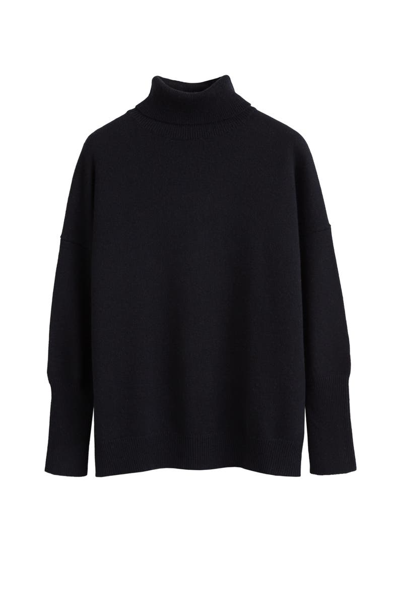 Pure Cashmere Roll Neck Sweater, Alternate, color, Black