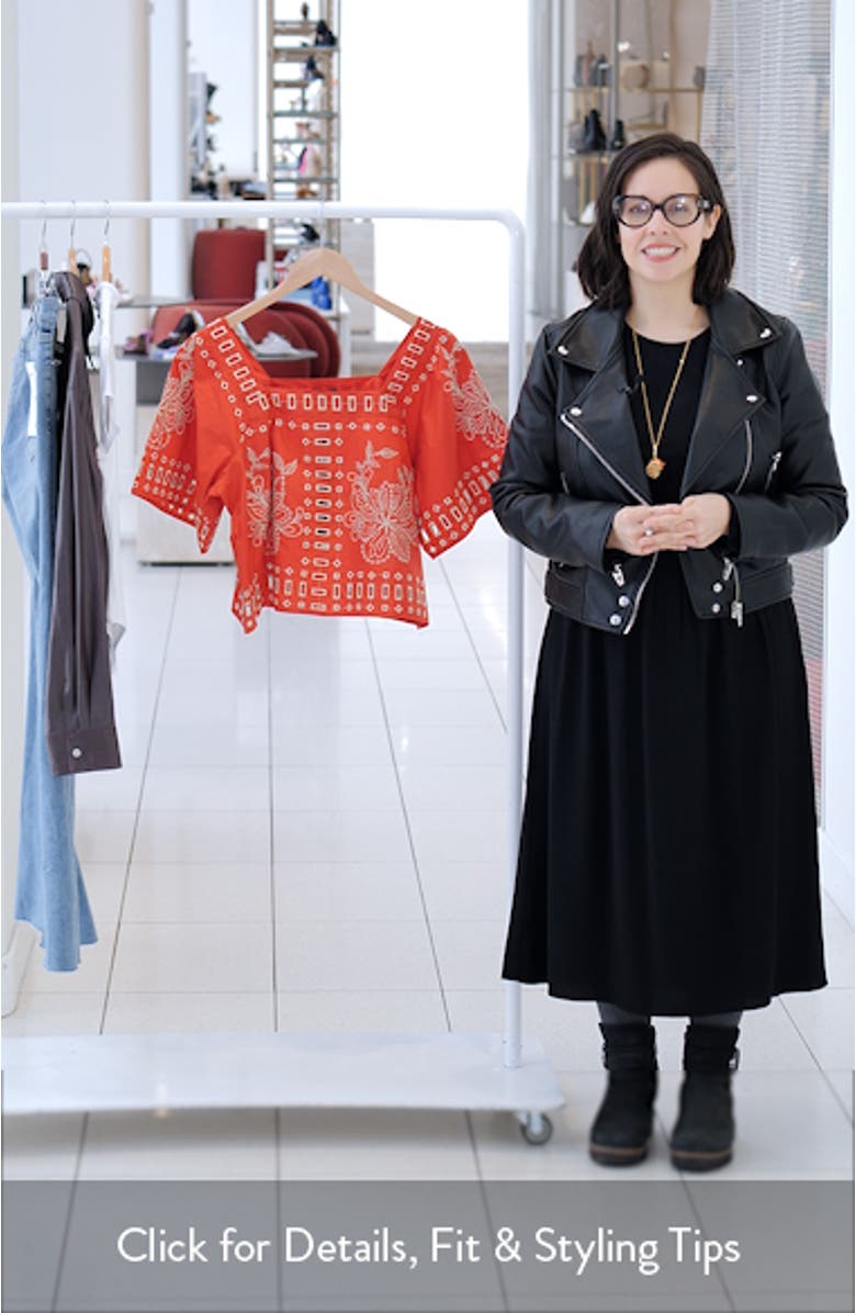 Laine Embroidered Eyelet Square Neck Cotton Top, sales video thumbnail