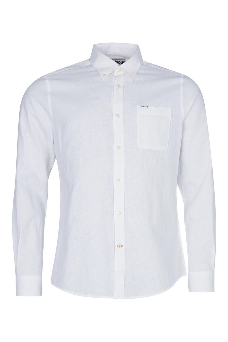 Nelson Tailored Fit Solid Linen & Cotton Button-Down Shirt, Alternate, color, WHITE