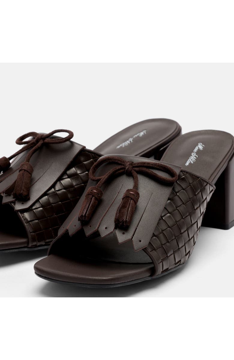 MARC NOLAN Sienna Calf Leather Tassel Block Heel Mules, Alternate, color, Espresso