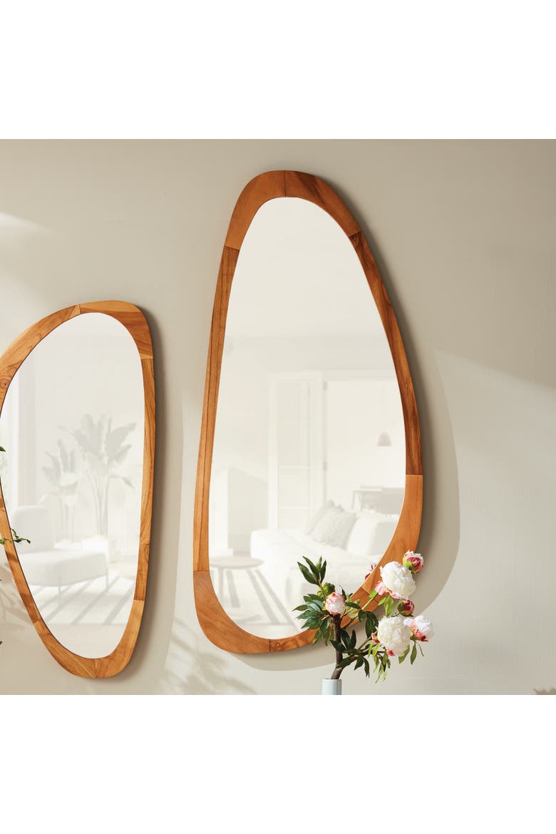 Flynn Mirror Large - Natural Teak Wood Frame, Alternate, color, Brown