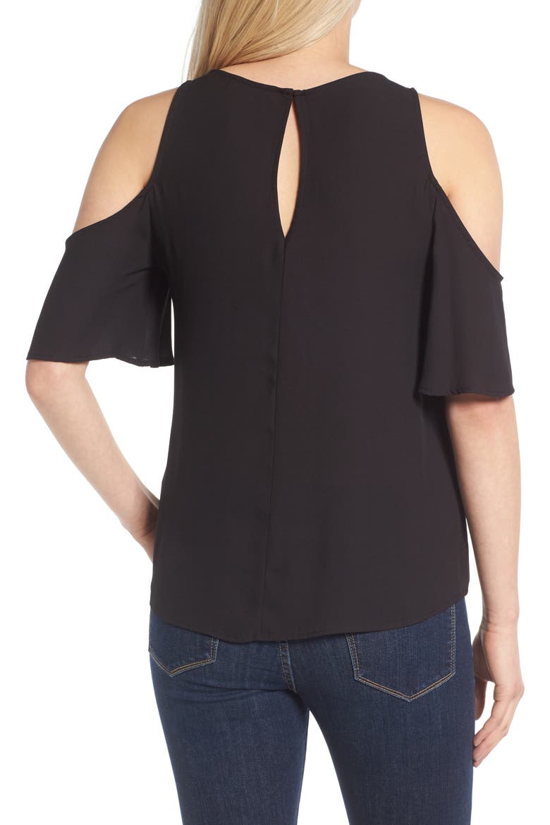 Cold Shoulder Top, Alternate, color, BLACK