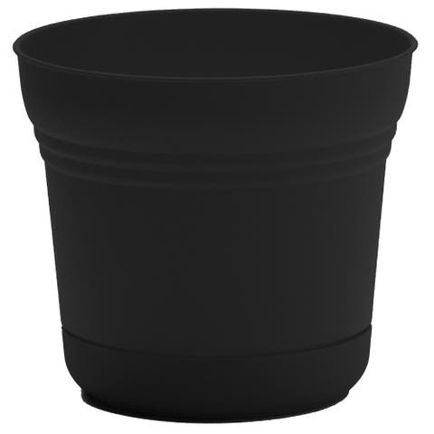 12 Inch Saturn Round Planter With Saucer Tray, Black