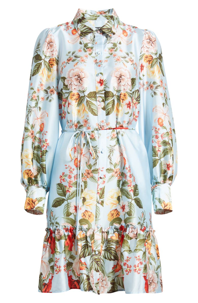 Julia Jordan Floral Long Sleeve Satin Shirtdress, Alternate, color,