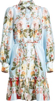 Julia Jordan Floral Long Sleeve Satin Shirtdress