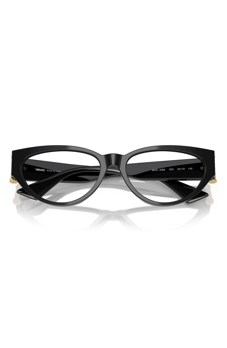 Versace 53mm Cat Eye Optical Glasses, Alternate, color, Black