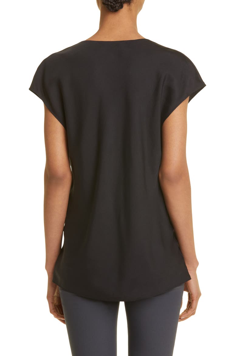 Cowl Neck Cap Sleeve Silk Blend Blouse, Alternate, color, BLACK