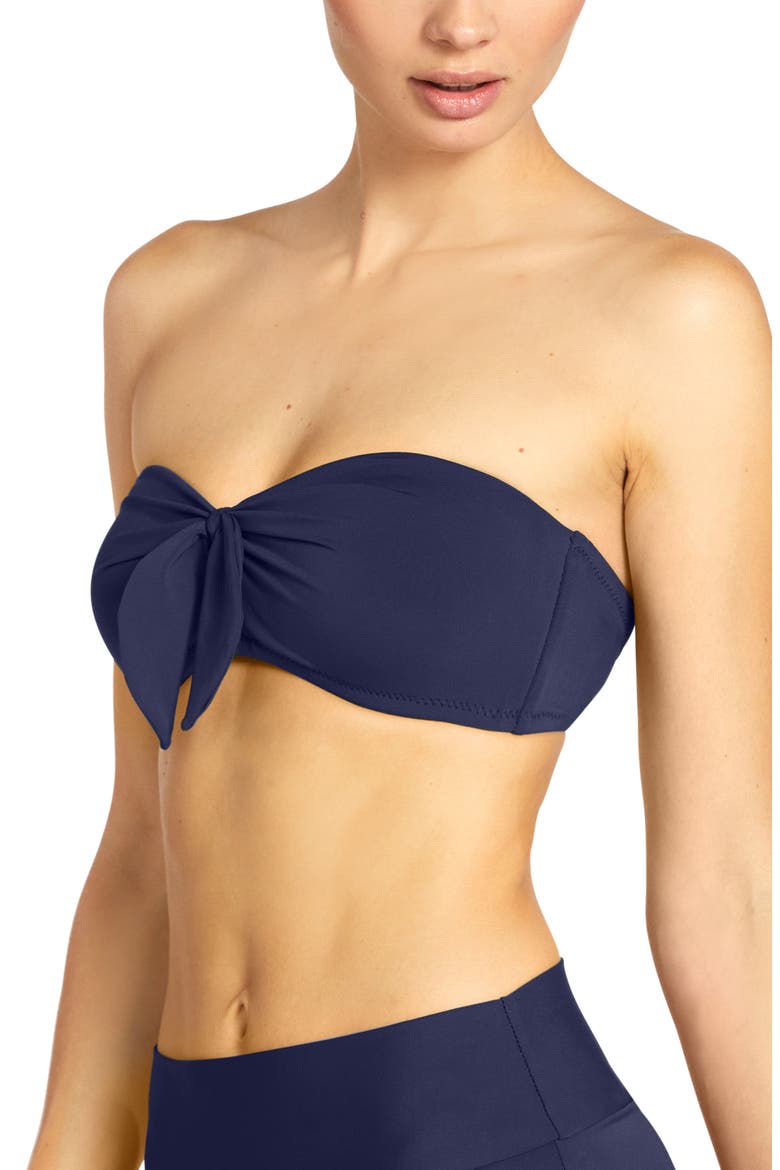 Ava Knot Front Strapless Bikini Top, Alternate, color, NAVY