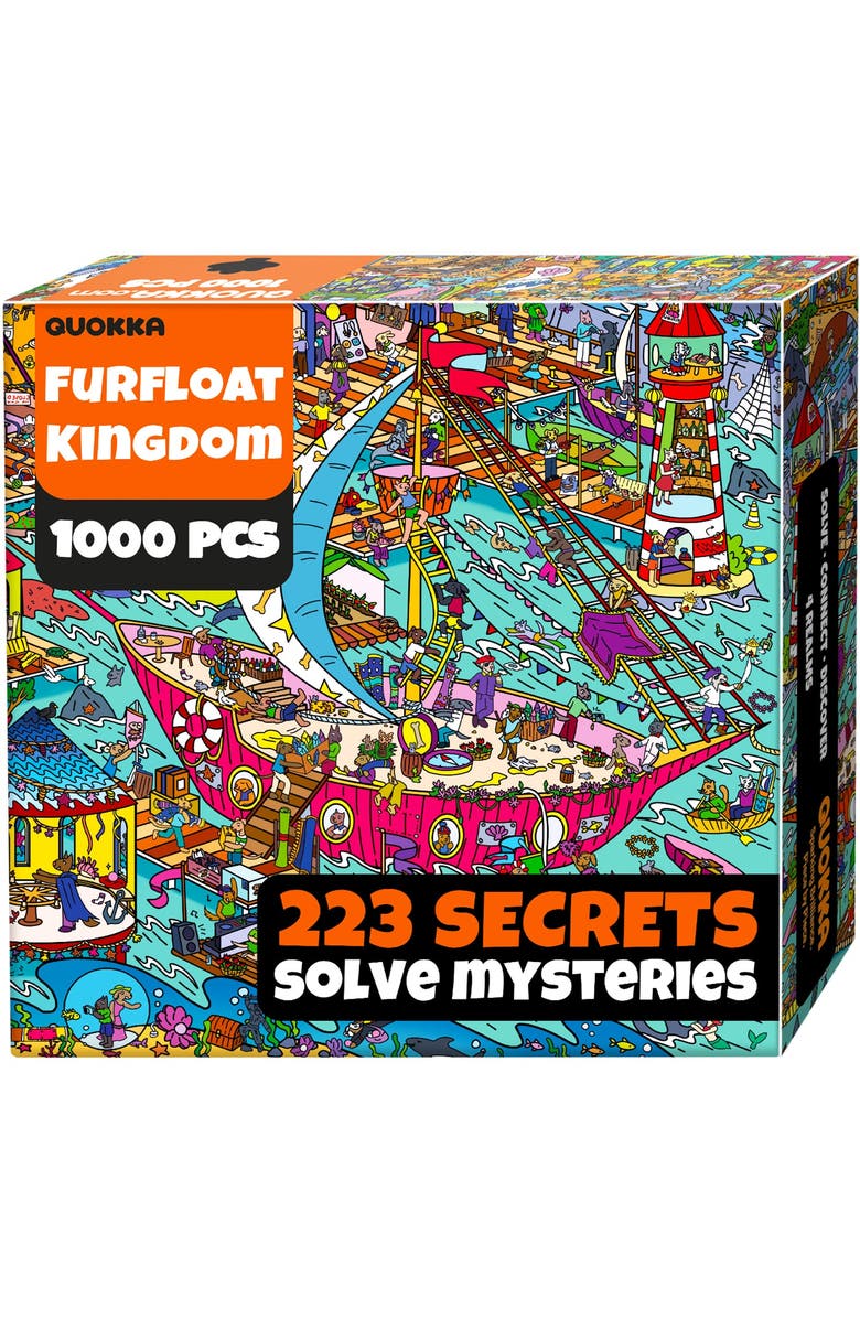 Quokka 1000 Piece Jigsaw Puzzle for Adults - Furfloat Kingdom, Twigtail Kingdom, Rocktail Kingdom & Blush Lotus Kingdom, Main, color, Furfloat Kingdom