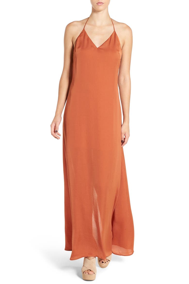T-Back Maxi Slipdress, Main, color, RUST