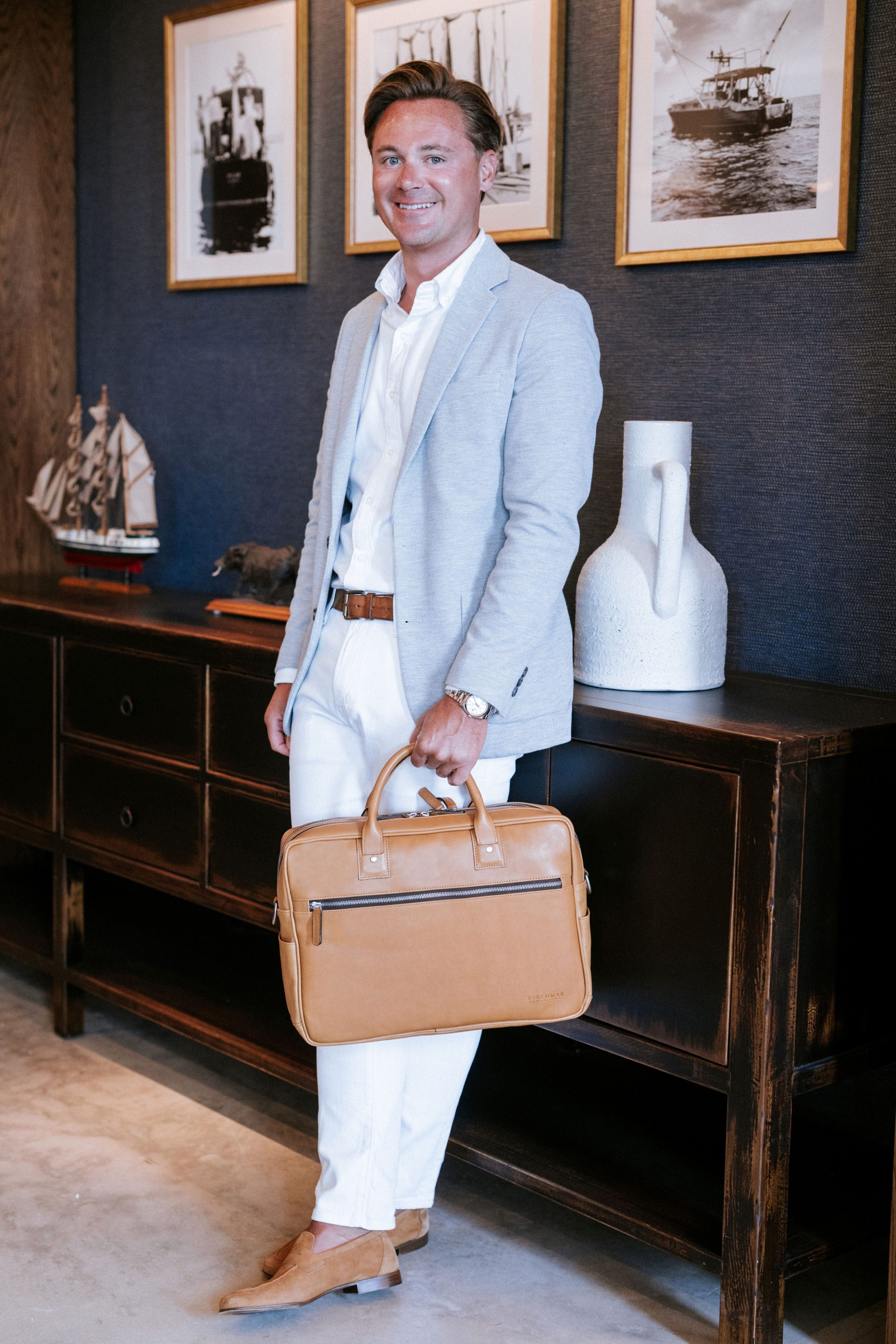 Redford Leather Briefcase, Alternate, color, Tan