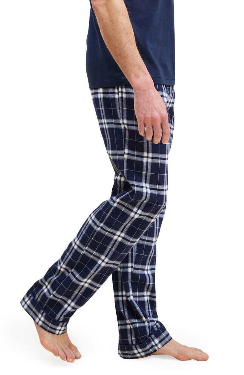 Petite Plume Oxford Tartan Cotton Pajama Pants, Alternate, color, Navy