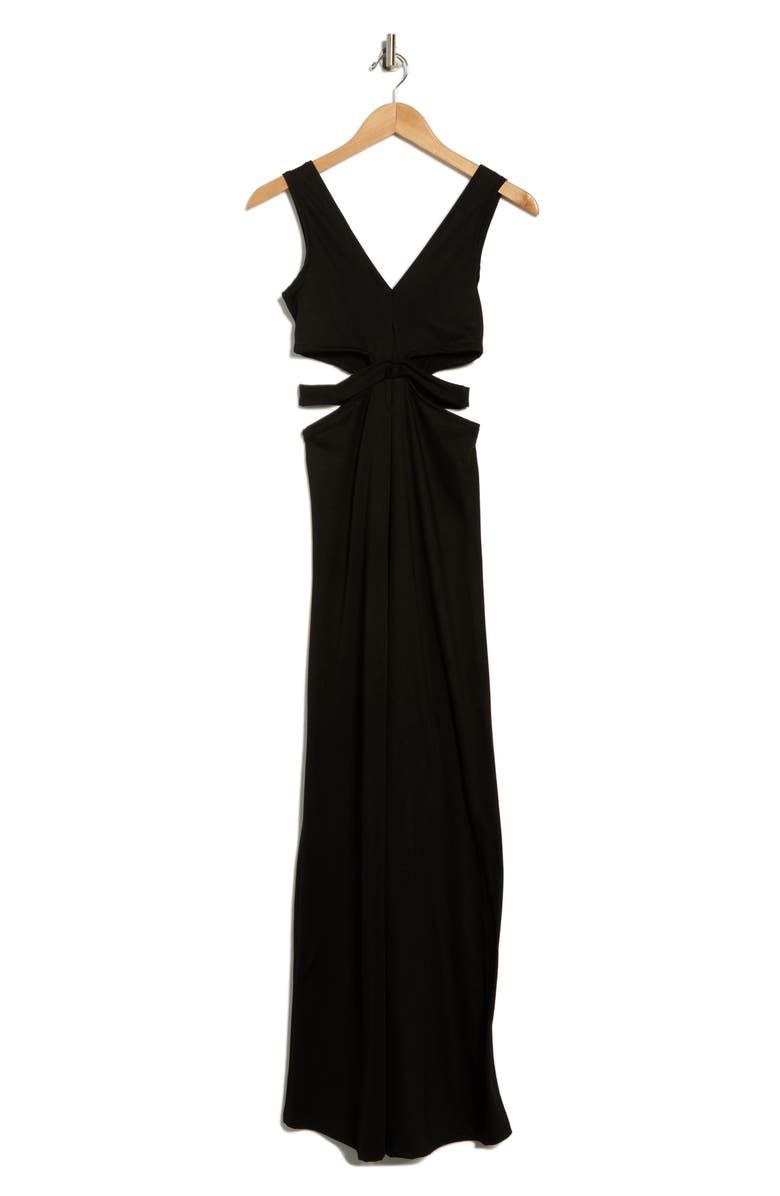 GO COUTURE Cutout Jersey Maxi Dress, Main, color, Black