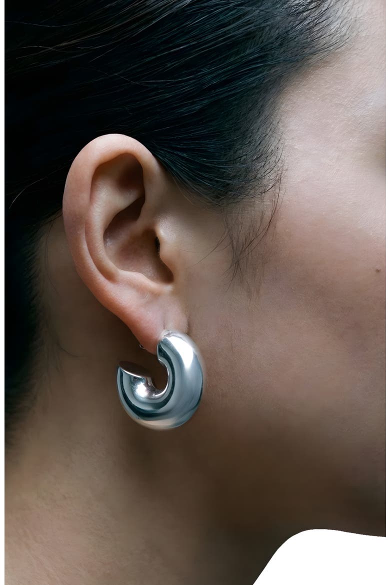 The Medium Hailey Hoop Earrings, Alternate, color, SILVER