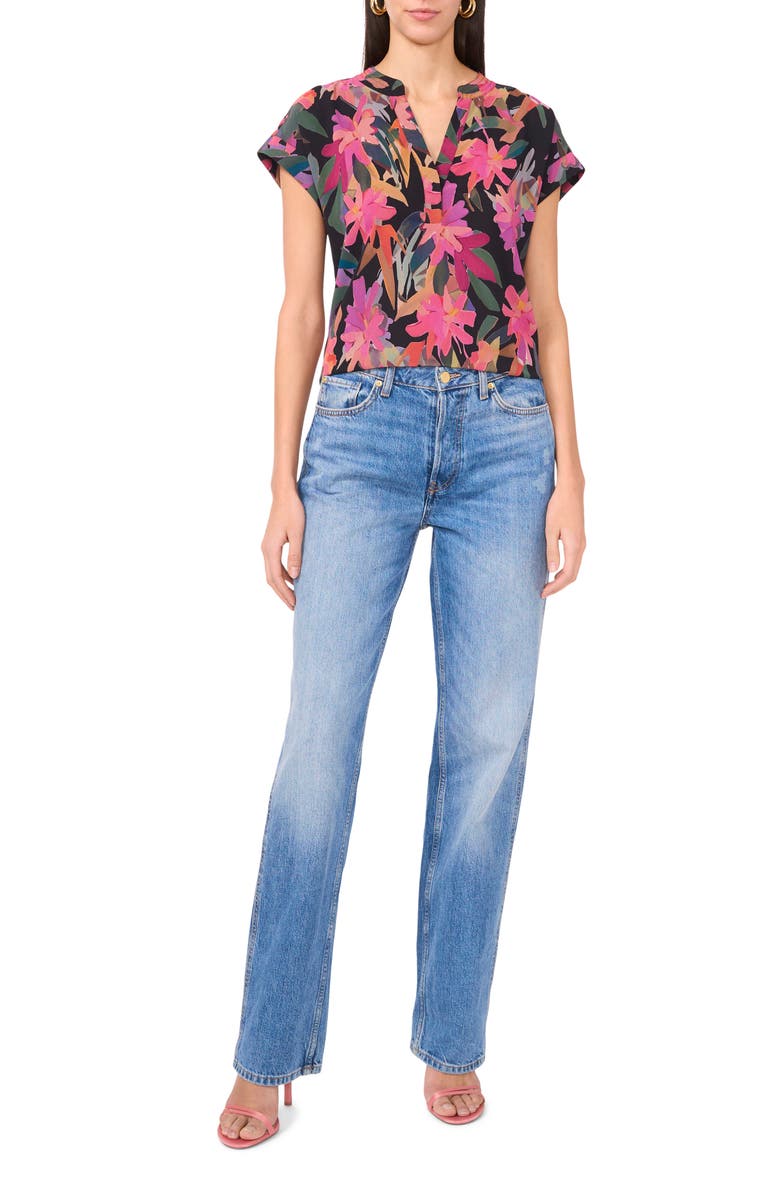 Vince Camuto Floral Top, Alternate, color, Rich Black