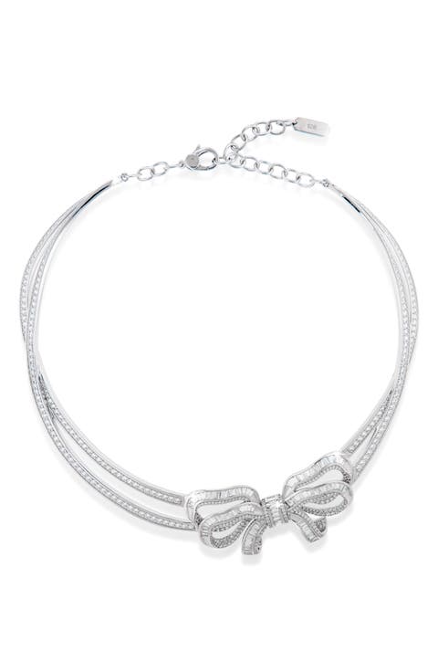 Pavé Bow Double Strand Necklace