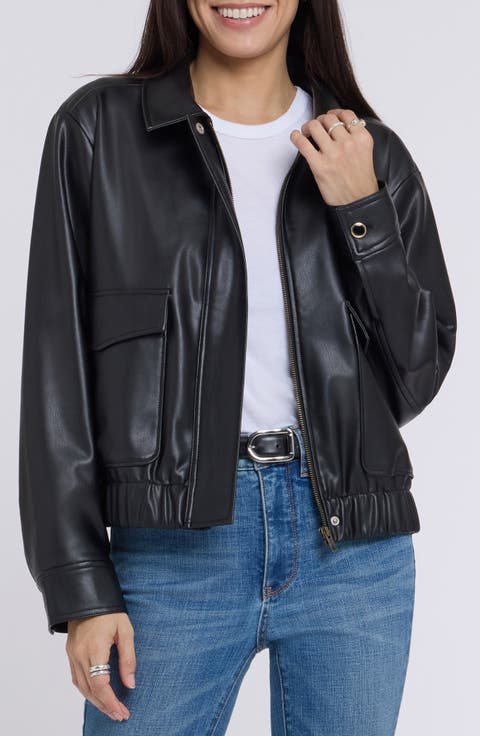 Faux Leather Baseball Jacket
