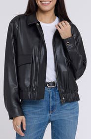 NYDJ Faux Leather Baseball Jacket